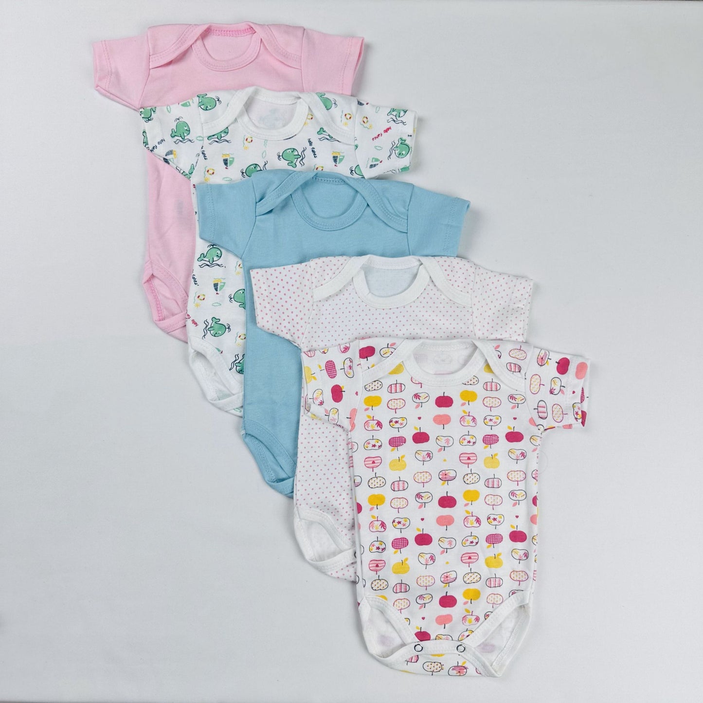 Baby Girl Body Suit Pack of 5 Short Sleeve