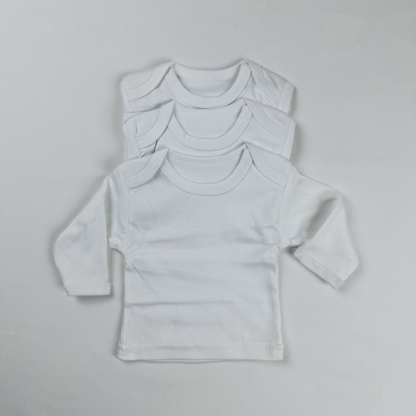 Baby Vest Long Sleeve White Pack of 3