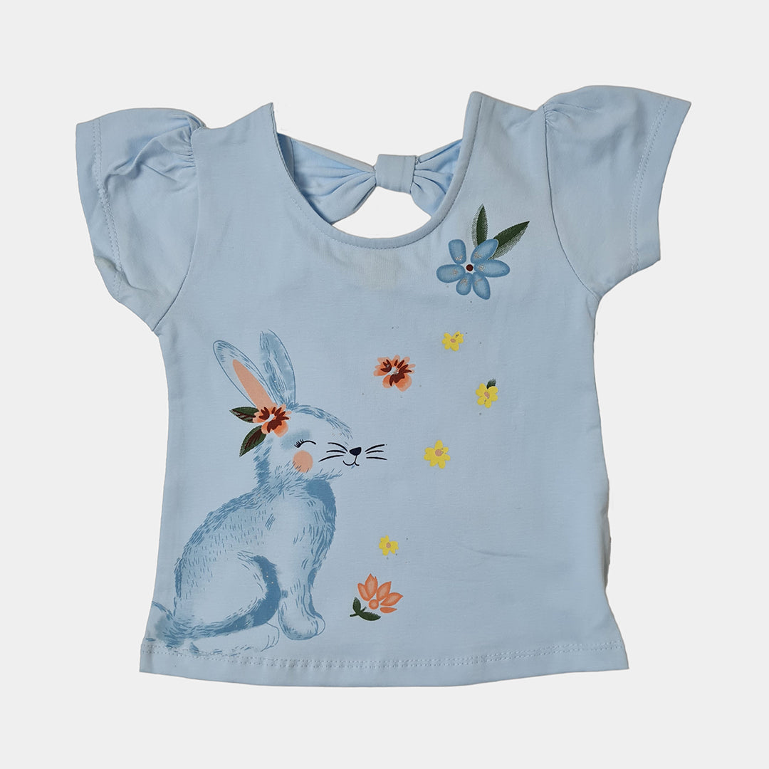 Baby Girl Outfit 2 Pcs Set Rabbit and Flowers Theme