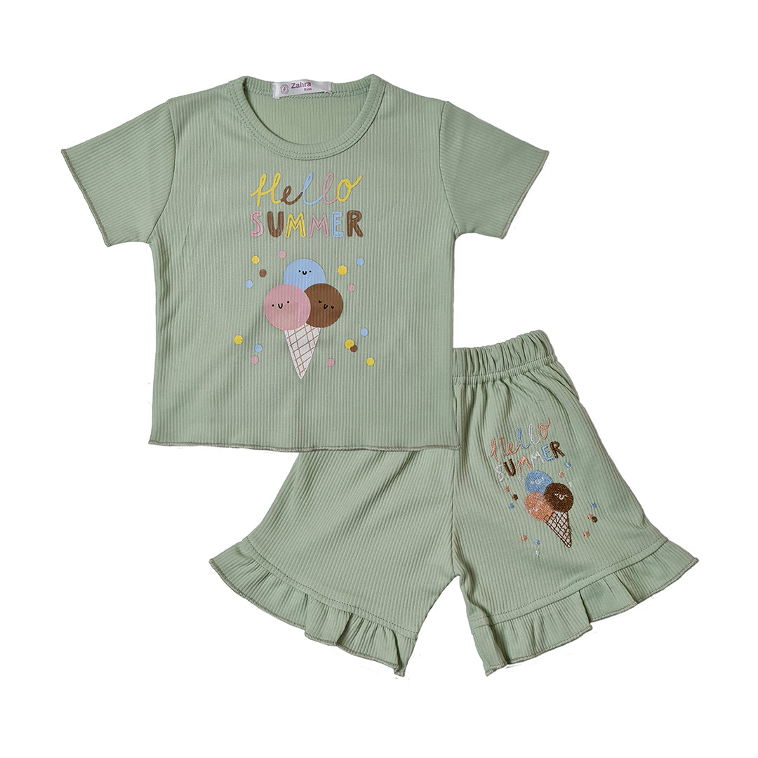 Baby Girl Outfit 2 Pcs Set Hello Summer Theme