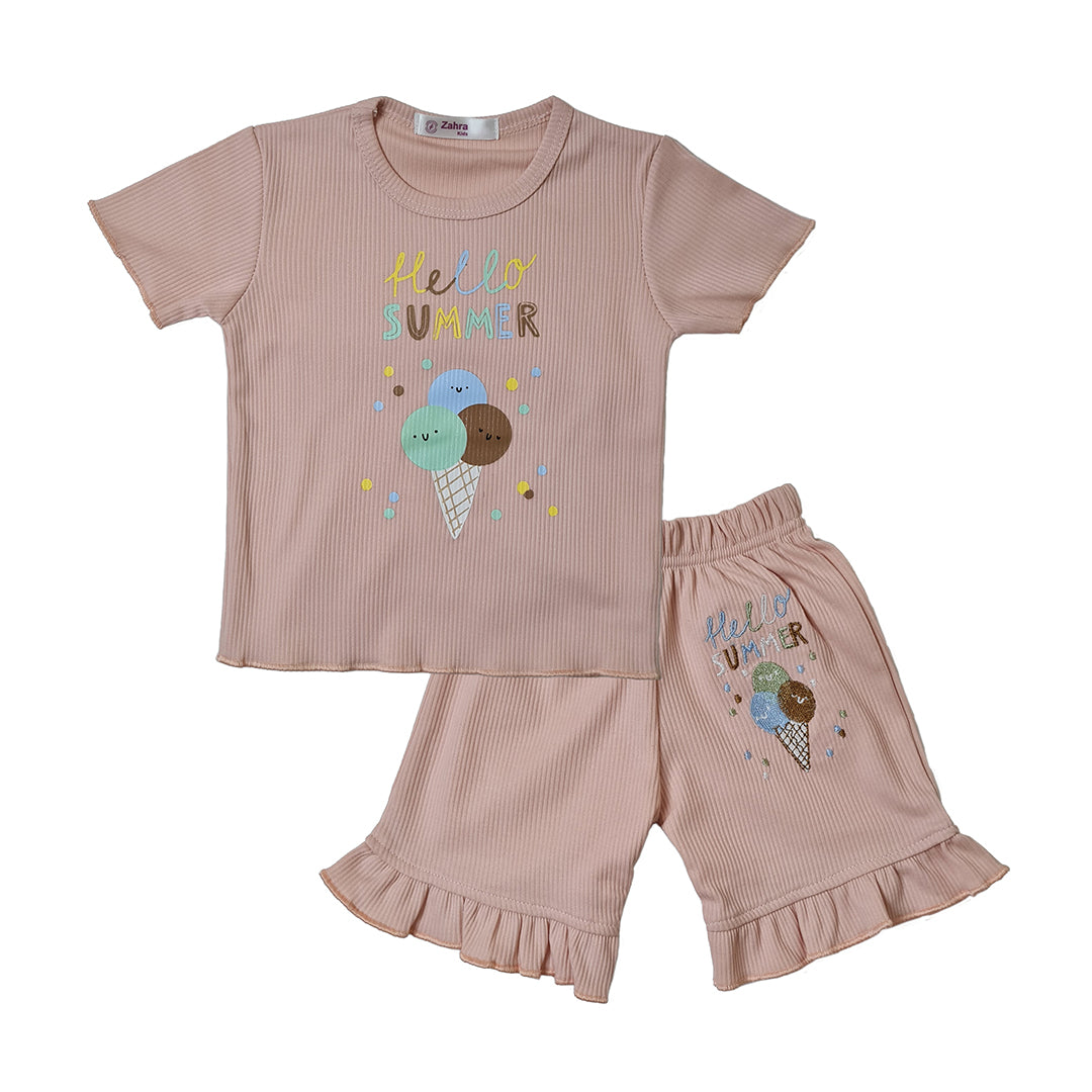Baby Girl Outfit 2 Pcs Set Hello Summer Theme