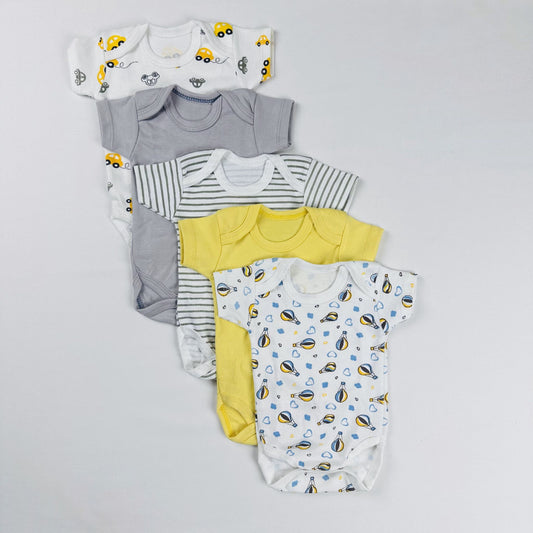 Baby Boy Body Suit Pack of 5 Short Sleeve