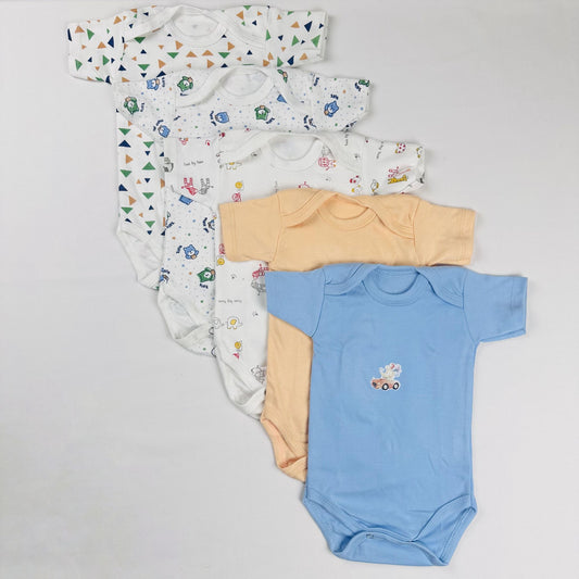 Baby Boy Body Suit Pack of 5 Short Sleeve