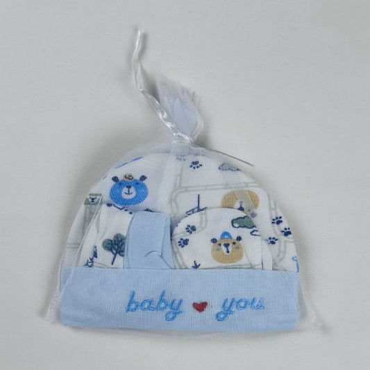 Baby Cap & Mittens Set Baby Love You