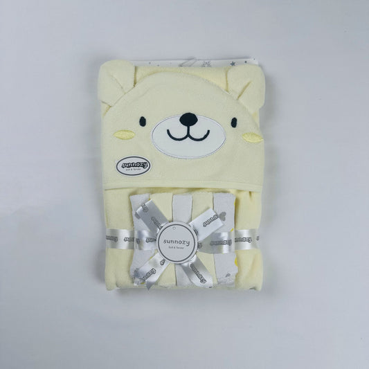 Baby Hooded Towel Yellow Bear With 5 Face Towels
