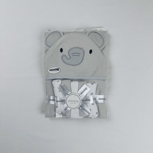 Baby Hooded Towel Elephant With 5 Face Towels