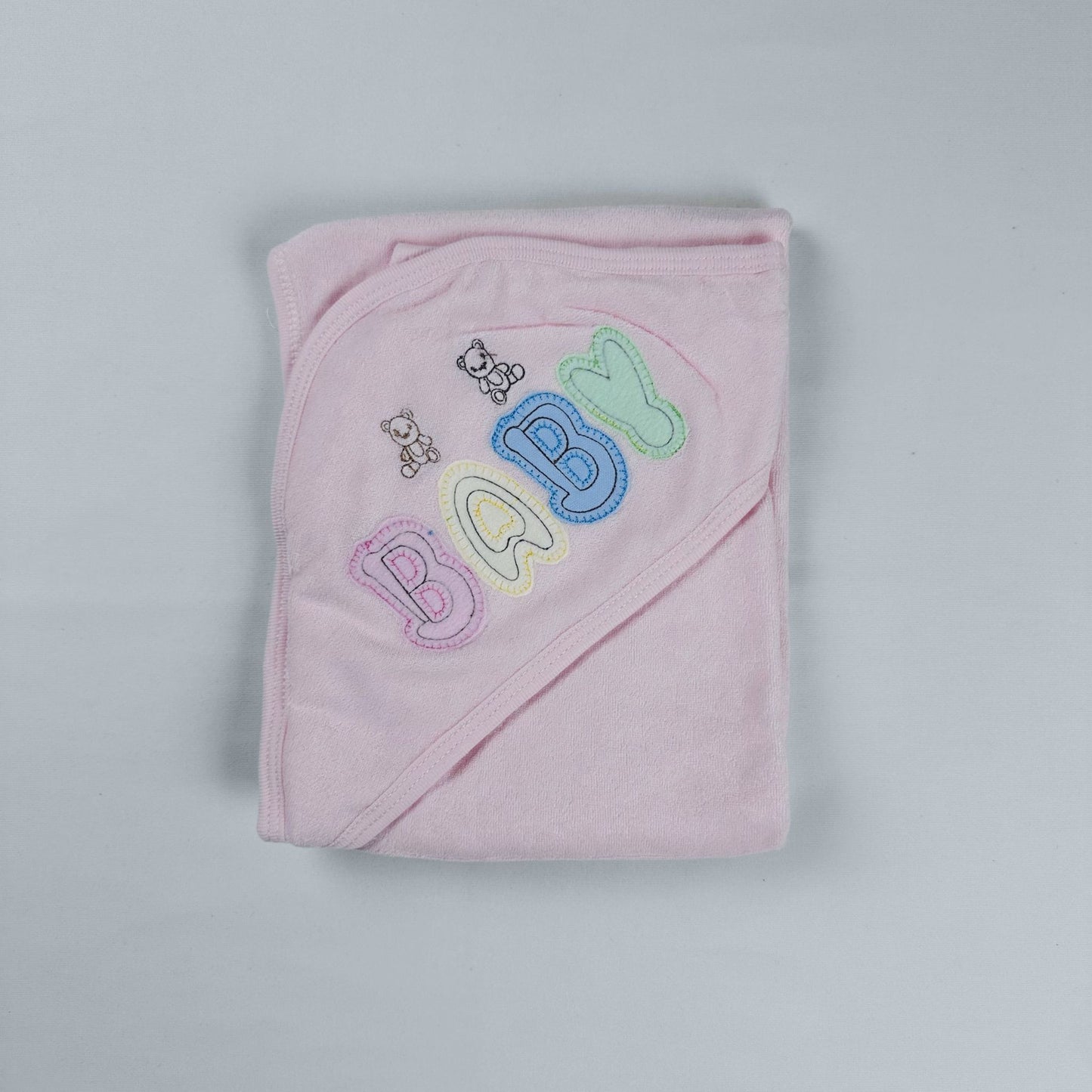 Baby Hooded Towel Baby Bear Pink