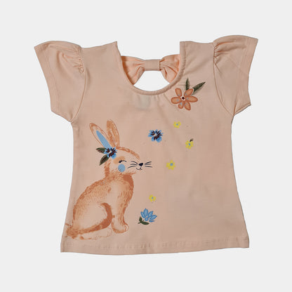 Baby Girl Outfit 2 Pcs Set Rabbit and Flowers Theme